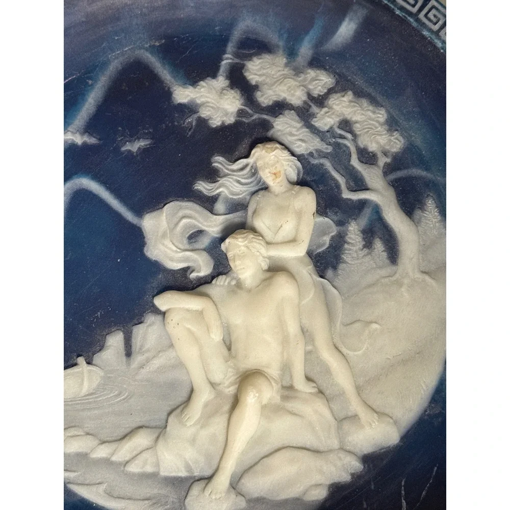 Incolay Studios Voyage of Ulysses Lapis Blue Cameo Plates Set of 2 Brunettin